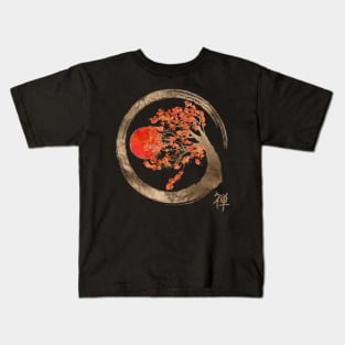 Enso Zen Circle and Sakura Tree Kids T-Shirt